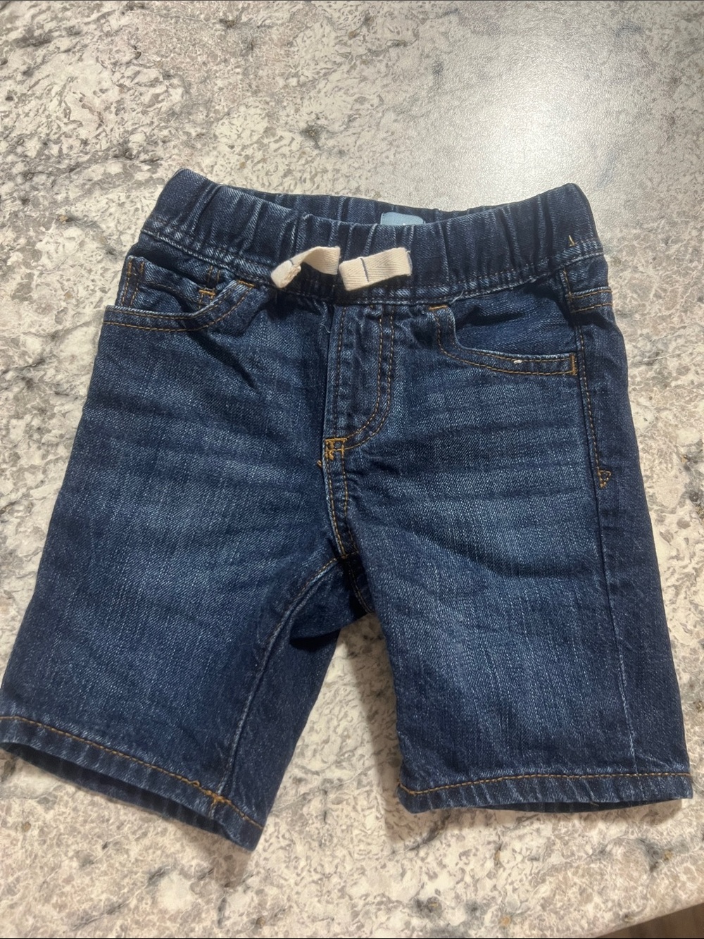 GAP Toddler Dark Blue Denim Shorts with Drawstring